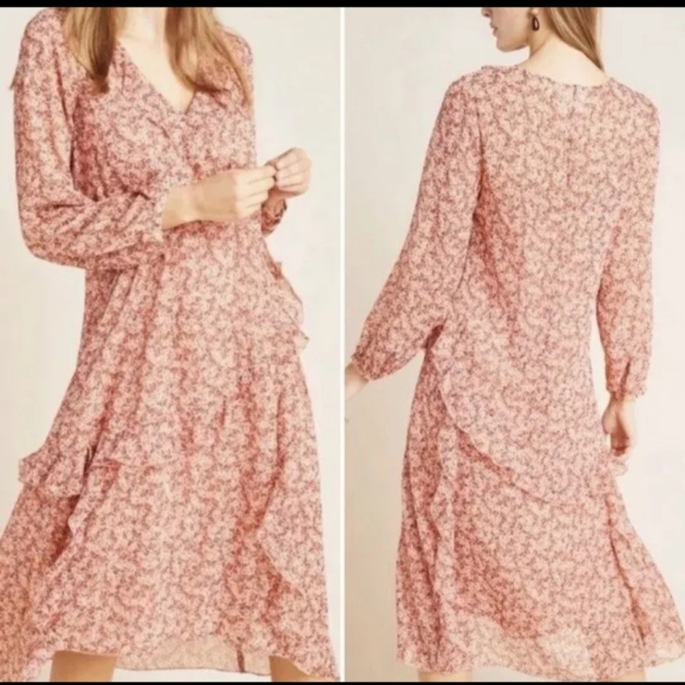 Maeve Anthropologie Sirena Tiered Ruffle Tunic Dress Size XS